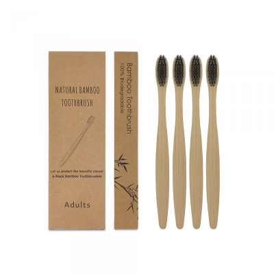 FDA Approved Custom Logo Eco- friendly Charcoal Bristles Bamboo Toothbrush